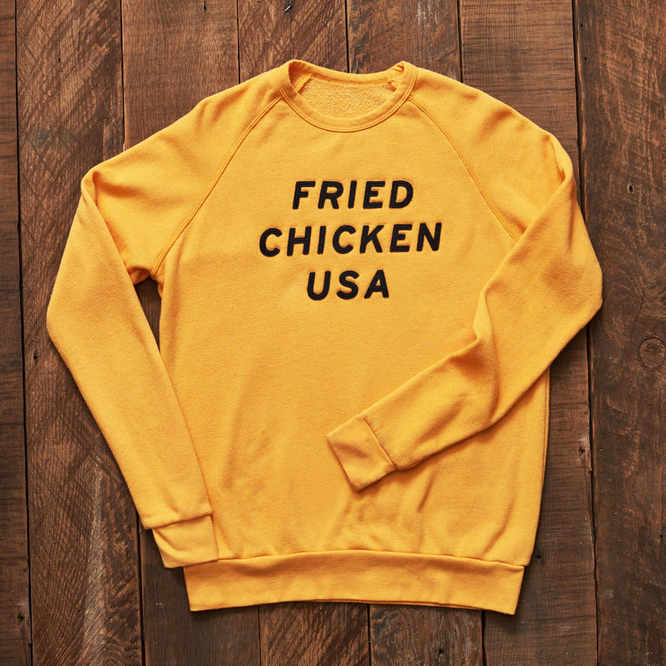 Buy the&nbsp;<a href="https://www.kfclimited.com/ProductDetail.aspx?did=28027&amp;pid=224147&amp;logoid=0" target="_blank">fried chicken USA sweatshirt </a>for $76.&nbsp;