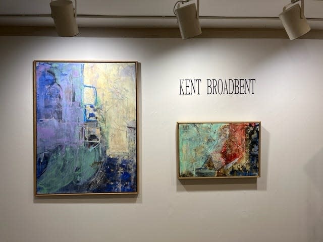 The display featuring two of Broadbent's recent pieces.