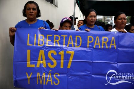 Evelyn Hernandez, who was sentenced to 30 years in prison for a suspected abortion attends a hearing in Ciudad Delgado