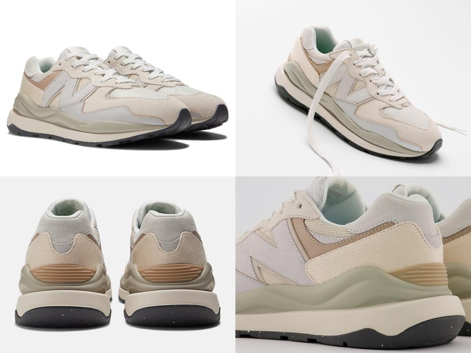 奶茶系球鞋3：爆萌少女系，New Balance 5740杏桃奶霜色，NT$3,880。圖片來源/FRUITION