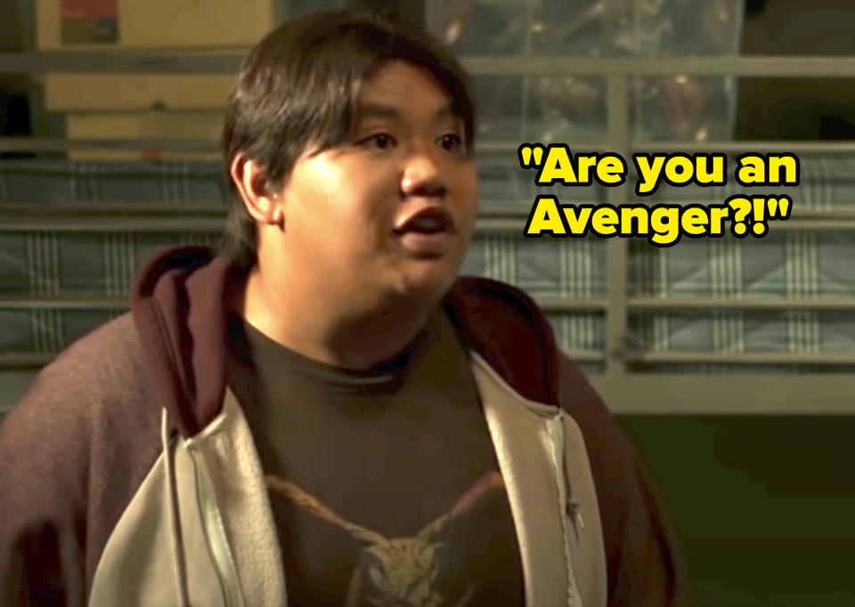 Ned asks Spider-Man, "Are you an Avenger"