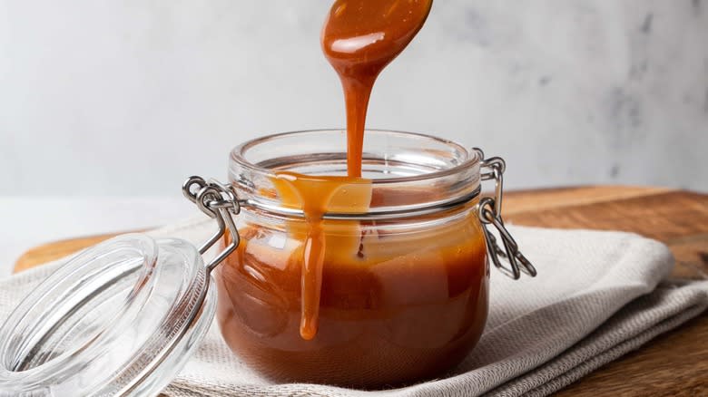 Caramel jar with spoon