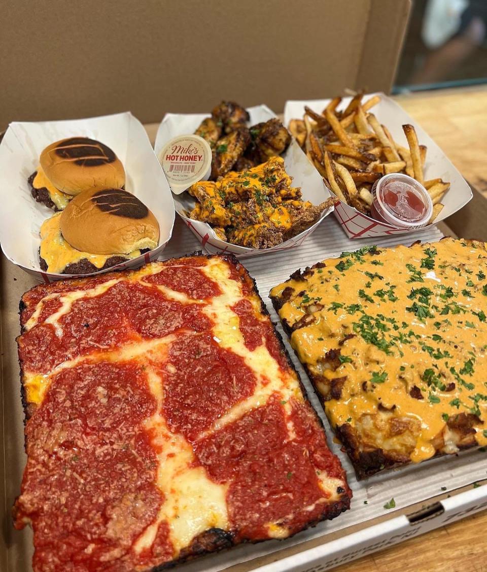 The Game Day box from The Galley Pizza & Eatery in Asbury Park includes Detroit pizza, sliders, Buffalo wings and French fries.