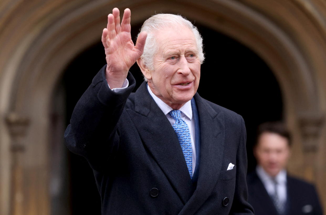 Britain's King Charles leaves after attending the Easter Matins Service at St. George's Chapel, Windsor Castle, Britain March 31, 2024. REUTERS/Hollie Adams/Pool