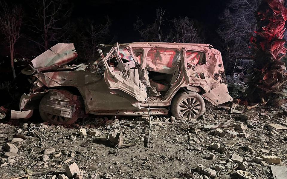 A car is destroyed by a missile strike in Iraq, launched by Iran