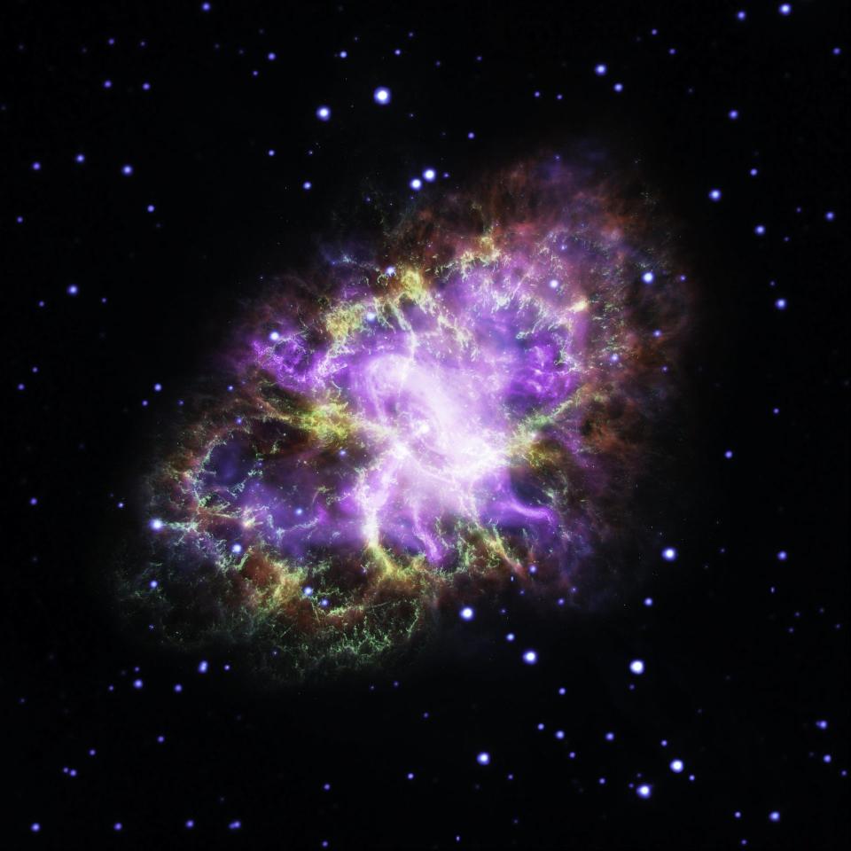 A false-color image of the Crab Nebula.