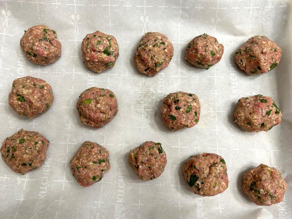 Meatballs for Giada De Laurentiis' Bucatini All'Amatriciana pasta