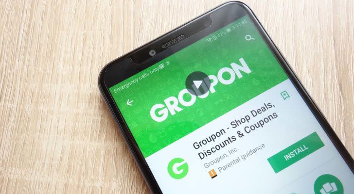 Groupon (GRPN) on a mobile phone