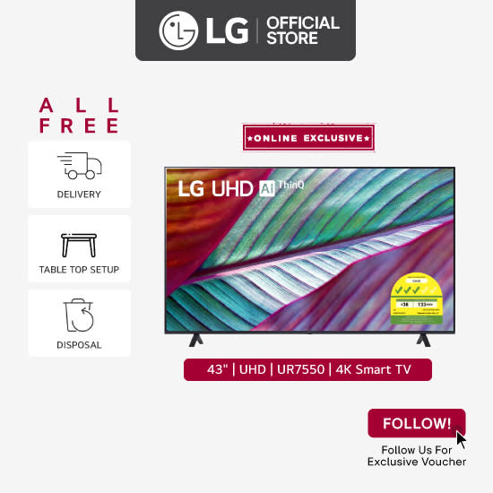 [NEW] LG UHD UR7550 43inch 4K Smart TV (Online Exclusive 2023) with LG Magic Remote. (Photo: Shopee SG)