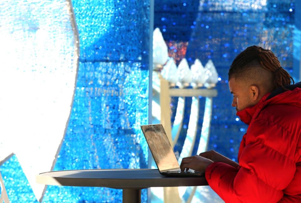 A person working on a laptop