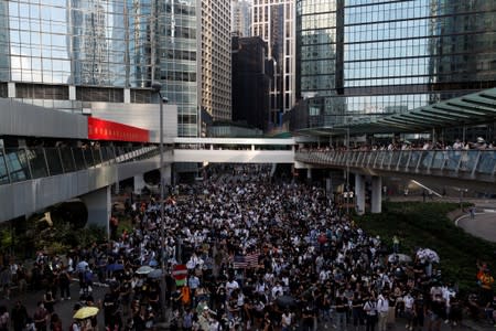 Anti-government protesters gather in Central Hong Kong