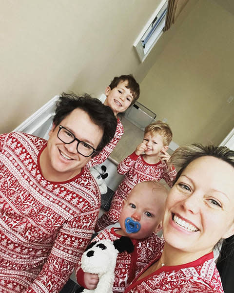 dylan dreyer and family wearing matching pjs