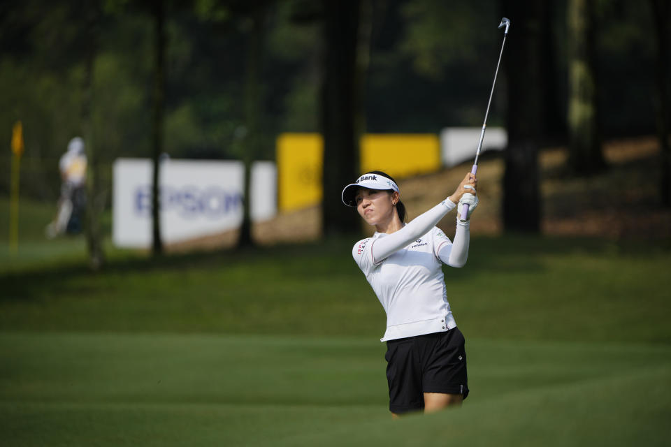 Lydia Ko of New Zealand hits from the fairway on the sixth hole during the second round of the LPGA Maybank Championship in Kuala Lumpur, Malaysia, Friday, Oct. 27, 2023. (AP Photo/Vincent Thian)