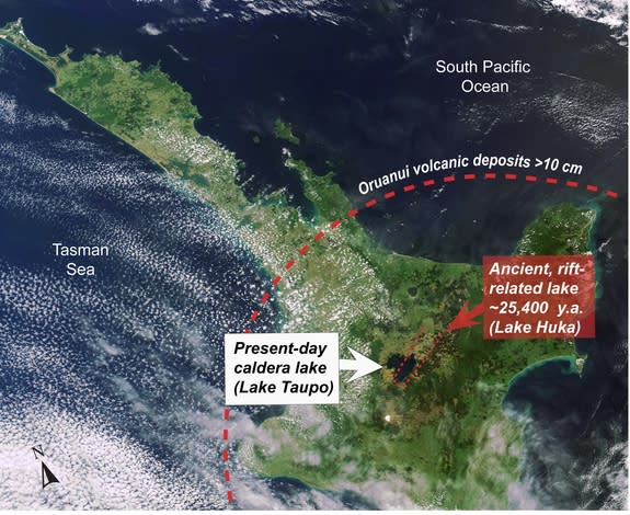 A super-eruption at Taupo Volcano on New Zealand’s North Island blasted diatoms, a microscopic algae, into the stratosphere.