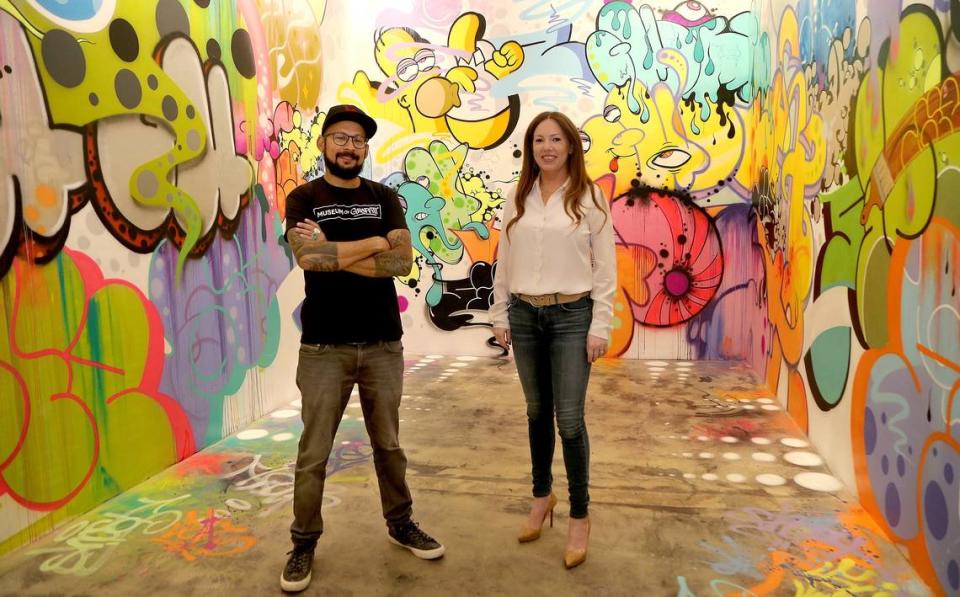 Alan Ket and Allison Freidin, Museum of Graffiti founders, opening in Wynwood during Art Week 2019.