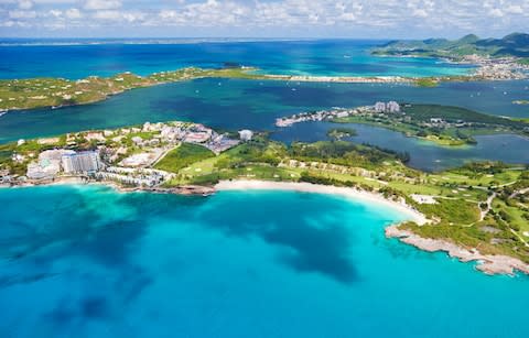 Aerial view of Mullet and Cupecoy bay in St Maarten - Credit: iStock