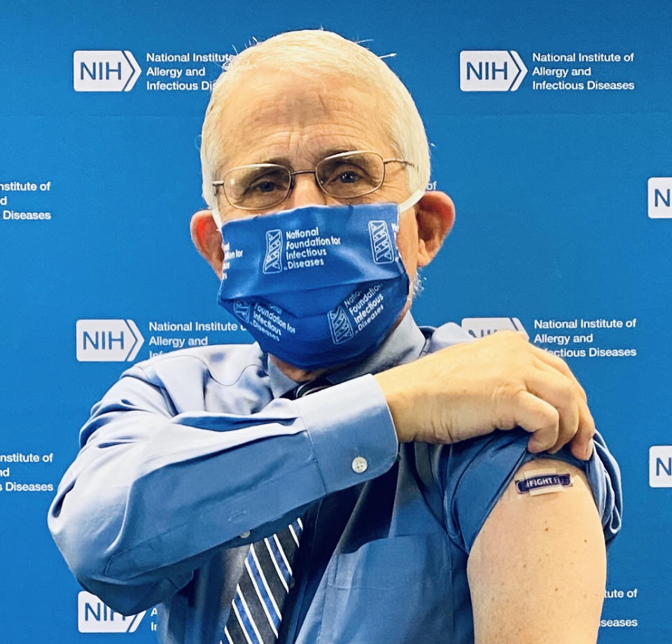 Dr. Anthony Fauci showing where he received a flu shot this year. In the 2019-2020 season, flu caused an estimated 38 million illnesses and 22,000 deaths, according to new CDC data. Flu vaccines prevented an estimated 7.5 million illnesses and 6,300 deaths. (National Foundation of Infectious Diseases)