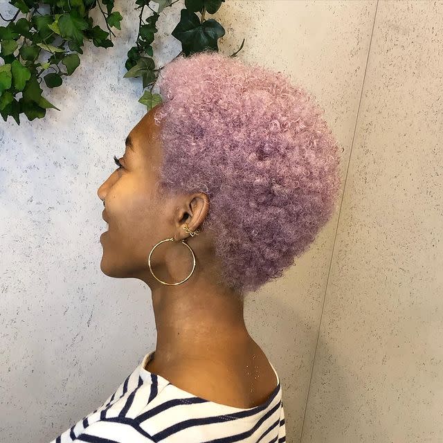 <p>Coils just add to the coolness of this ashy lilac hue, which has a subtle ombre gradient. </p><p><a href="https://www.instagram.com/p/CA96aBMlapG/" rel="nofollow noopener" target="_blank" data-ylk="slk:See the original post on Instagram;elm:context_link;itc:0;sec:content-canvas" class="link ">See the original post on Instagram</a></p>