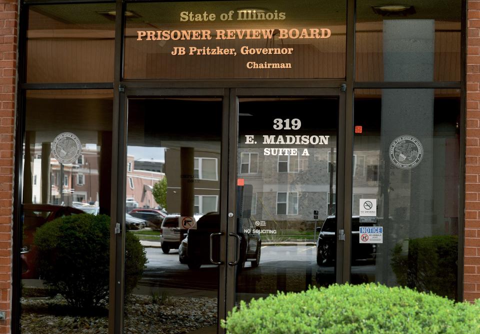 Entrance to the State of Illinois Prisoner Review Board building Tuesday, April 2, 2024.