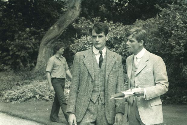 Jeremy Irons and Anthony Andrews filming Brideshead Revisited in 1979