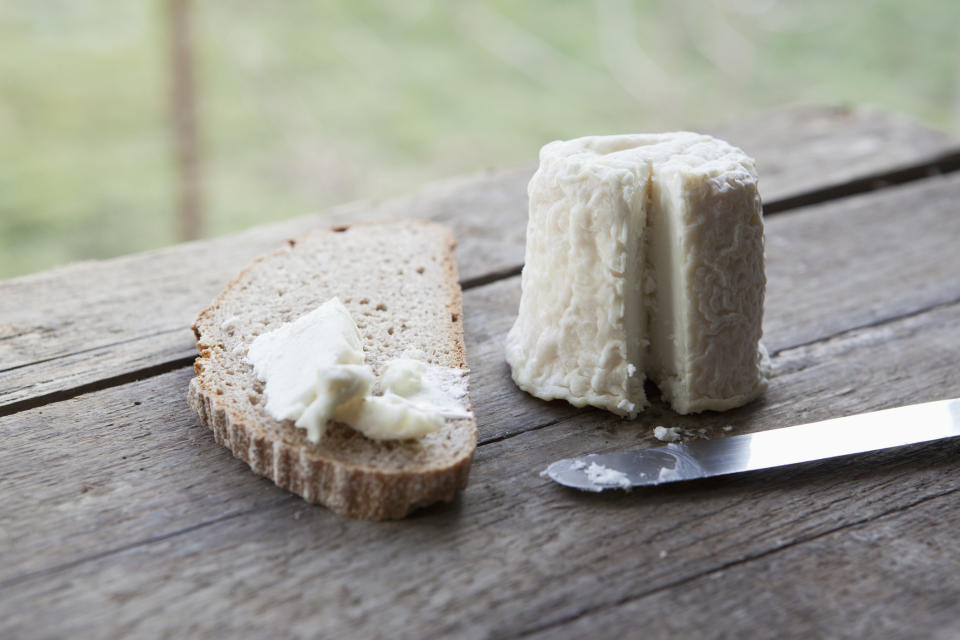 goat cheese on bread