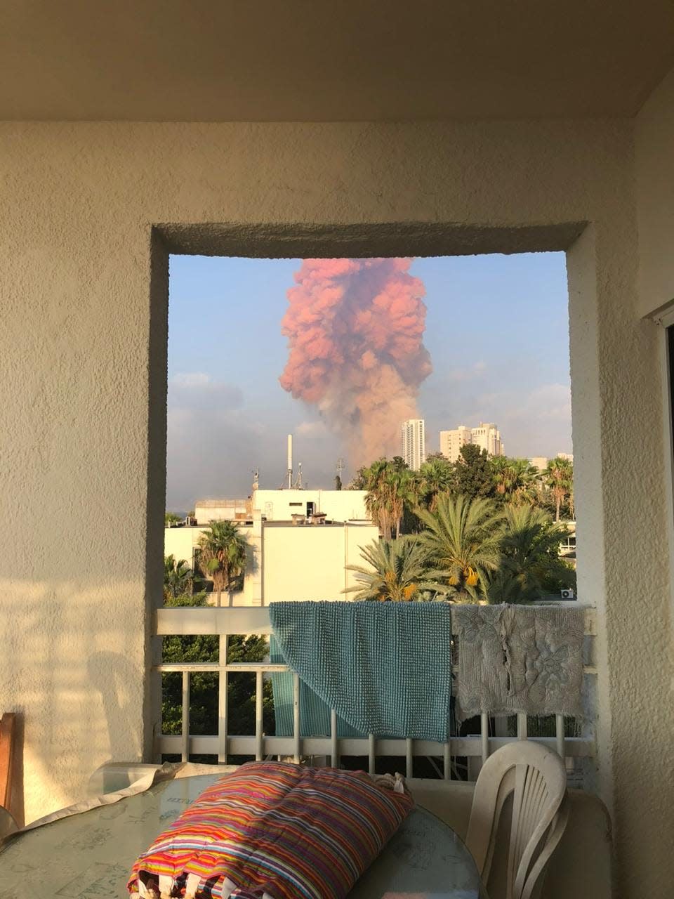 Joumana Christine Asfour's family's house in Aug. 4, 2020, and the Beirut explosion.