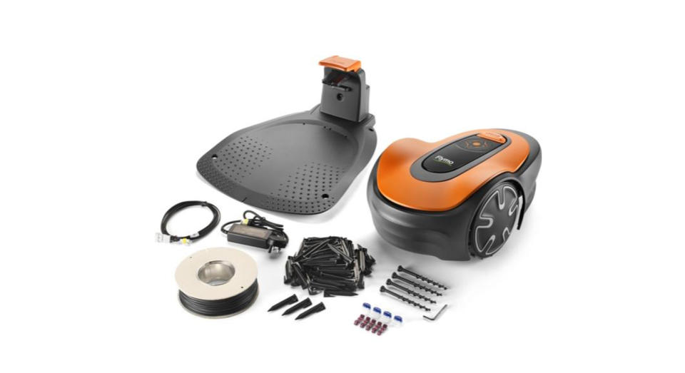 This robotic lawnmower can work on inclines of up to 35 degrees.