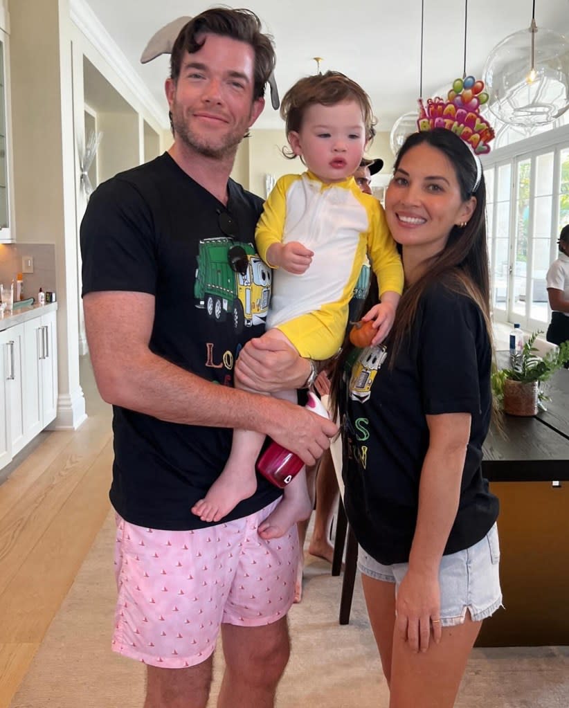 Munn with Mulaney and their toddler son, Malcolm. Oliviamunn/Instagram