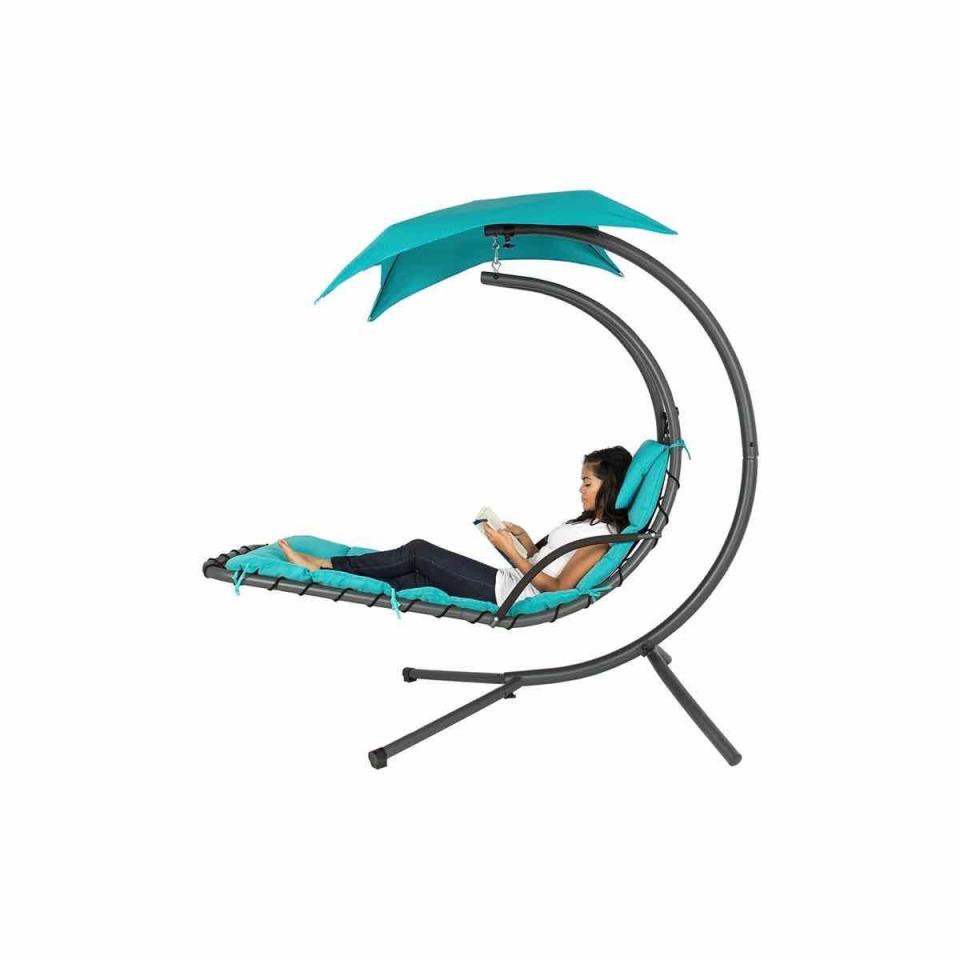 Outdoor Hanging Curved Steel Chaise Lounge Chair Swing