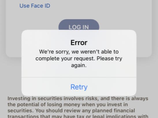 BoA mobile app error message