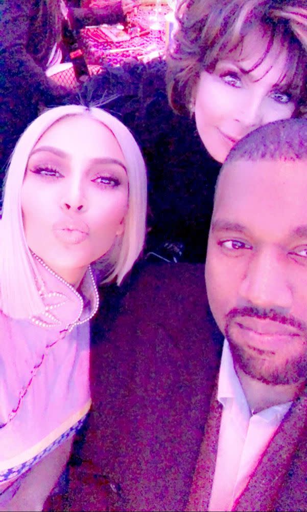 From left: Kim Kardashian West, Carole Bayer Sager and Kanye West