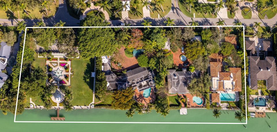 outline of the most expensive home currently for sale in Florida, 18 La Gorce Circle in Miami Beach