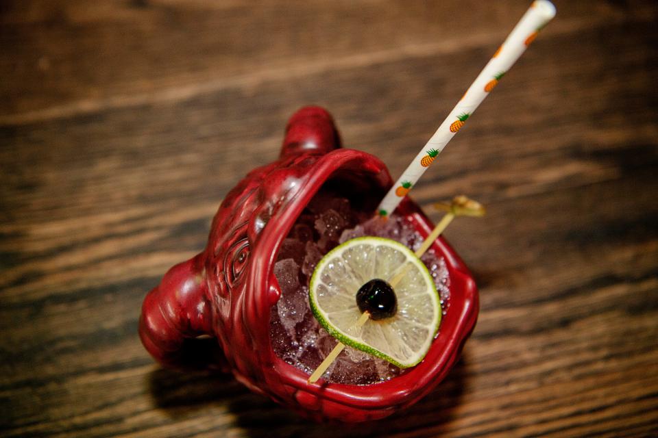 The Krampus cocktail has reposed tequila, oloroso sherry, allspice dram, mezcal, ginger, hibiscus, lime and hellfire bitters.