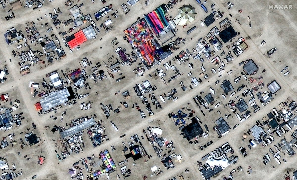 A satellite image of the 2023 Burning Man festival (AP)