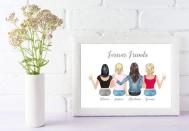 <p><strong>PebblesPetalsPrints</strong></p><p>etsy.com</p><p><strong>$11.59</strong></p><p>"Forever Friends," reads the top of this print. You can customize the hair colors, names, and more.</p>