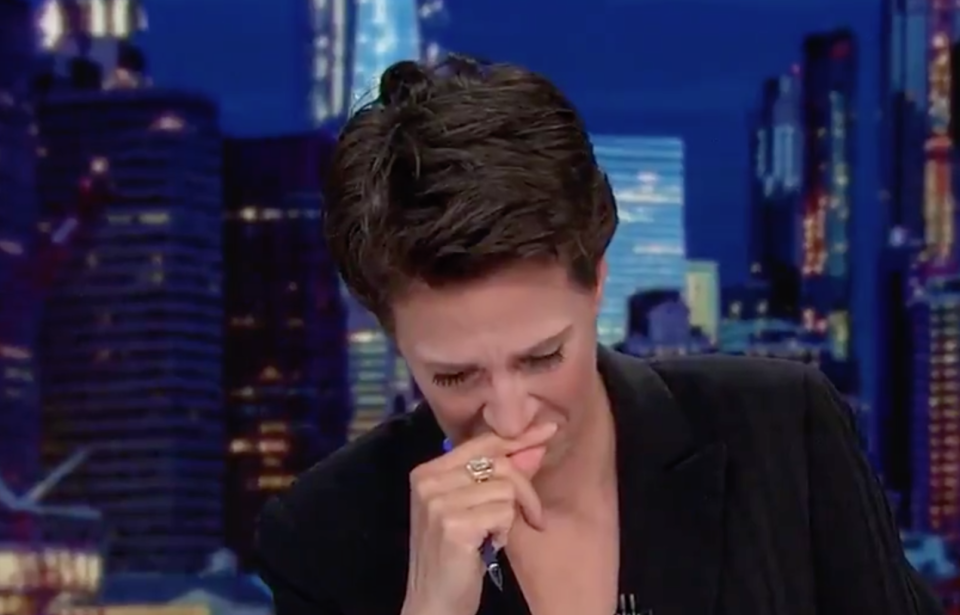 Rachel Maddow breaks down while trying to deliver a story about children being separated from their parents at the border. Photo: MSNBC