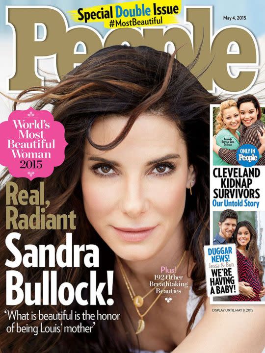 <p>At 50, Sandra Bullock was the oldest woman to receive the honor. The title was bestowed on her during a time when she wasn’t promoting a thing, just spending quality time with her son. “Real beauty is quiet. Especially in this town, it’s just so hard not to say, ‘Oh, I need to look like that,’” she explained of what the distinction means to her. “No, be a good person, be a good mom, do a good job with the lunch, let someone cut in front of you who looks like they’re in a bigger hurry. The people I find most beautiful are the ones who aren’t trying.” </p>