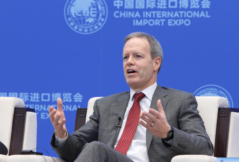 SHANGHAI, Nov. 5, 2019 -- Mike Roman, chairman and chief executive officer of 3M company, addresses the parallel session 