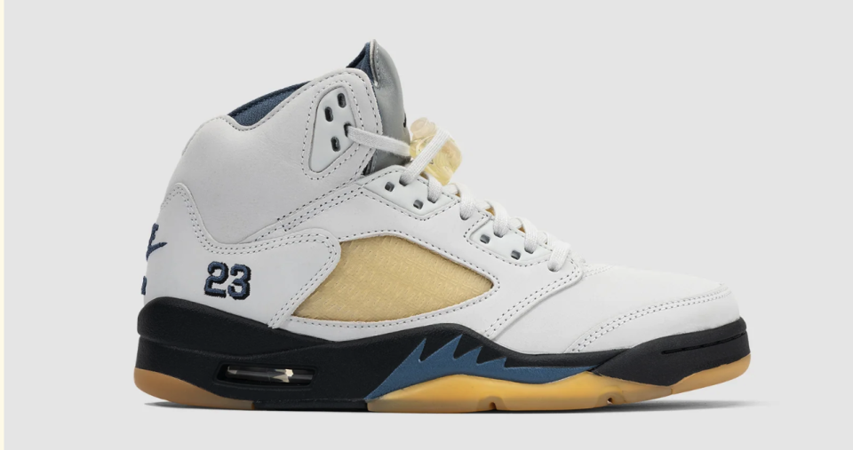 A real pair of Nike Air Jordan 5 shoes.