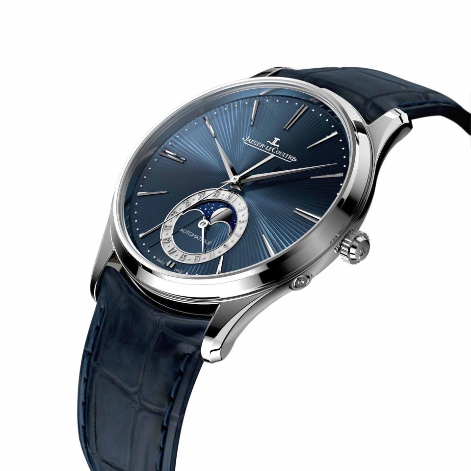 <p>Next, a piece that shows off just a few of the remarkable in-house handcraft skills Jaeger Le-Coultre has maintained, including enamel dial-making and hand-guilloché, on a super-elegant moon phase watch with an incredibly thin movement. The Jaeger Le-Coultre Master Ultra Thin Moon Enamel also has a power reserve of 70 hours – meaning you can wear it Monday to Friday and pick it up again at the start of the week, without correcting the date, moon phase or time. The case is white gold, the dial an eye-wateringly deep midnight blue and the hand-workmanship the best in the business.</p><p><em><a rel="nofollow noopener" href="https://www.jaeger-lecoultre.com/eu/en/home-page.html?&mid=2300ew625665&mkwid=sIQebCM2J_dc&pcrid=260902043030&kword=%2Bjaeger%20%2Blecoultre&match=b&plid=&product=&slid=&pgrid=59403830851&ptaid=aud-446779405579:kwd-20064371538&gclid=Cj0KCQiA-JXiBRCpARIsAGqF8wXu6M6npeGj-9816HEyaON5c_l6vwPWyTtbEi4nKJNLhNJHl05DwfgaAm22EALw_wcB" target="_blank" data-ylk="slk:jaeger le-coultre.com;elm:context_link;itc:0;sec:content-canvas" class="link ">jaeger le-coultre.com</a></em></p>