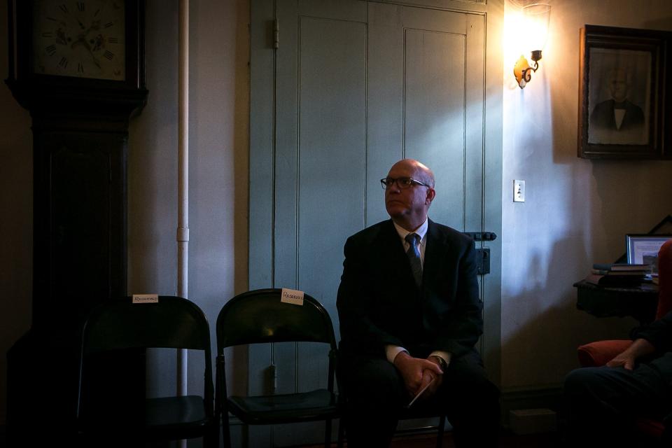 Tim Slavin at a 2018 event announcing plans for the Division of Historical and Cultural Affairs to acquire the home and surrounding property at the heart of the Cooch's Bridge battlefield. Slavin was named executive director of the Fort DuPont Redevelopment and Preservation Corporation in July 2022.