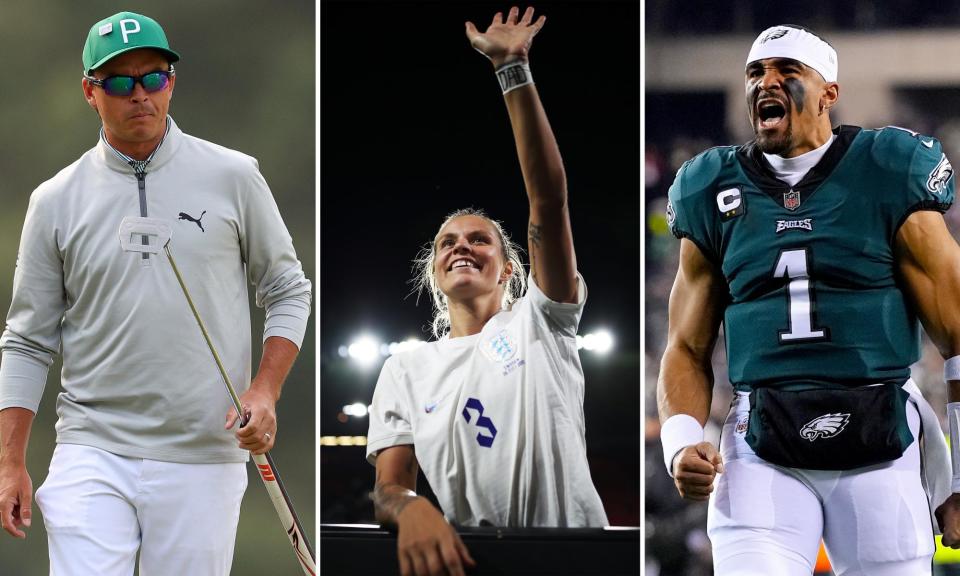 <span>Rickie Fowler, Rachel Daly, and Jalen Hurts.</span><span>Composite: Getty Images</span>