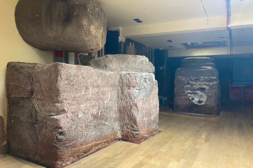 Sandstone columns in Pret a Manger's storeroom -Credit:CheshireLive