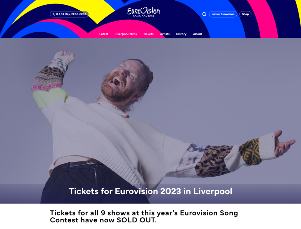 歐洲歌唱大賽(Eurovision Song Contest)5月在英格蘭利物浦舉行。(擷取自Eurovision Song Contest官網)