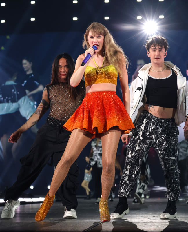 PARIS, FRANCE - MAY 12: (EDITORIAL USE ONLY. NO BOOK COVERS.) Taylor Swift performs onstage during night four of "Taylor Swift | The Eras Tour" at La Defense on May 12, 2024 in Paris, France. (Photo by Kevin Mazur/TAS24/Getty Images for TAS Rights Management )<p>Kevin Mazur/TAS24/Getty Images</p>