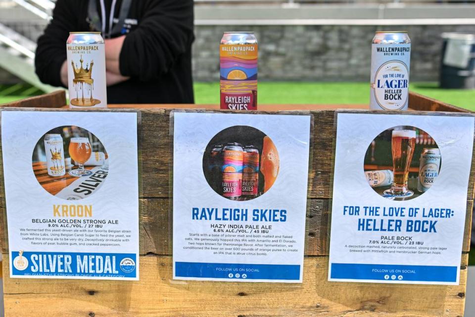 A closer look at the sample offerings from Wallenpaupack Brewing Company on Saturday at Hoppy Valley Brewers Fest at Penn State’s Beaver Stadium. Jeff Shomo/For the CDT