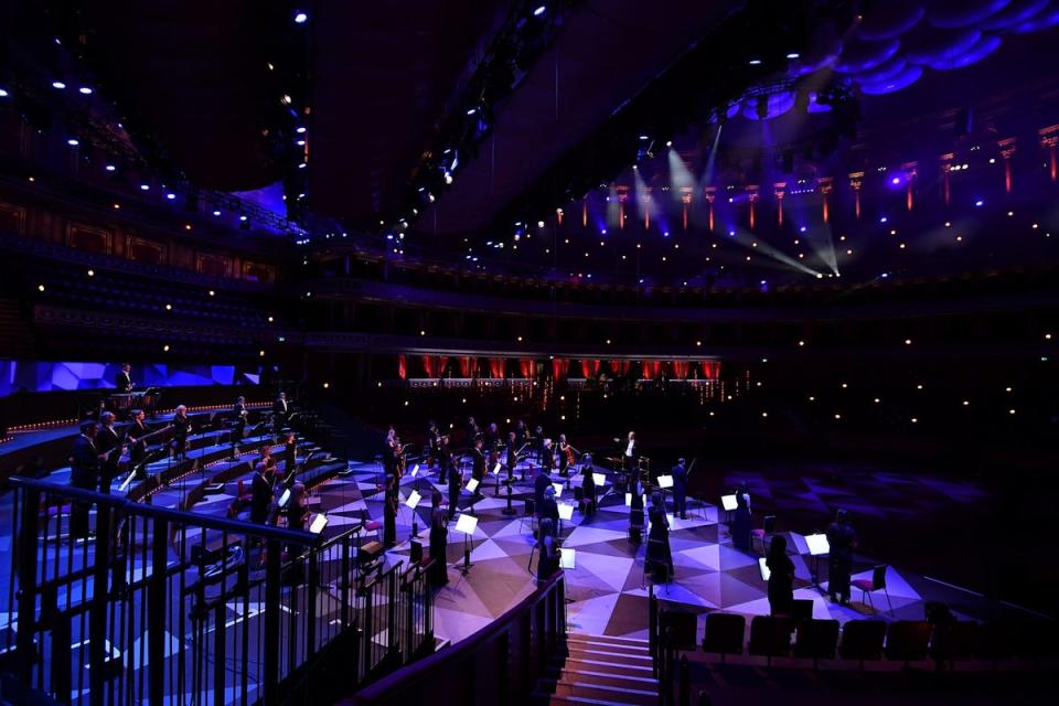 The BBC Symphony Orchestra during the First Night of the Proms 2020 at the Royal Albert Hall in London (BBC/PA) (PA Media)