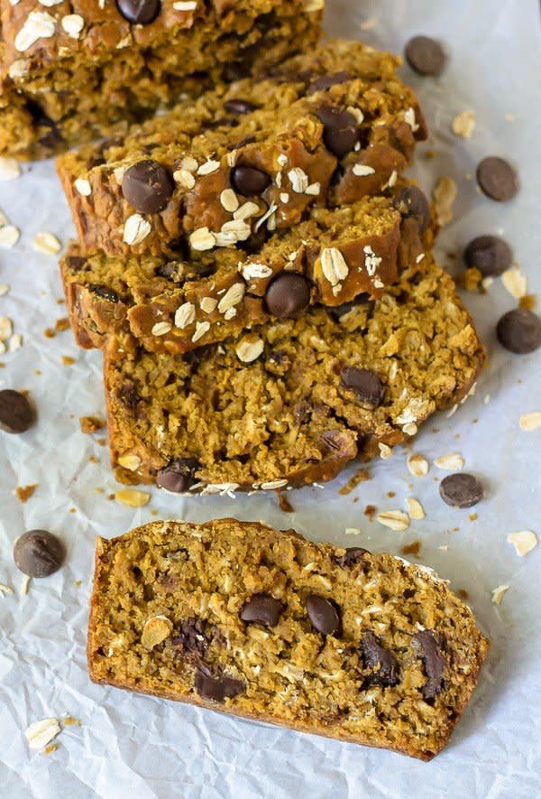 <strong>Get the <a href="http://www.wellplated.com/pumpkin-chocolate-chip-bread/" target="_blank">Healthy Pumpkin Chocolate Chip Bread recipe</a> from Well Plated By Erin</strong>