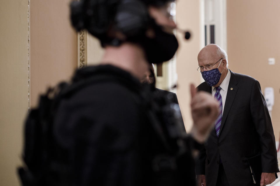 Sen. Patrick Leahy, D-Vt., walks to the Senate Chamber on Jan. 6, 2021.  (Ting Shen / Bloomberg via Getty Images)