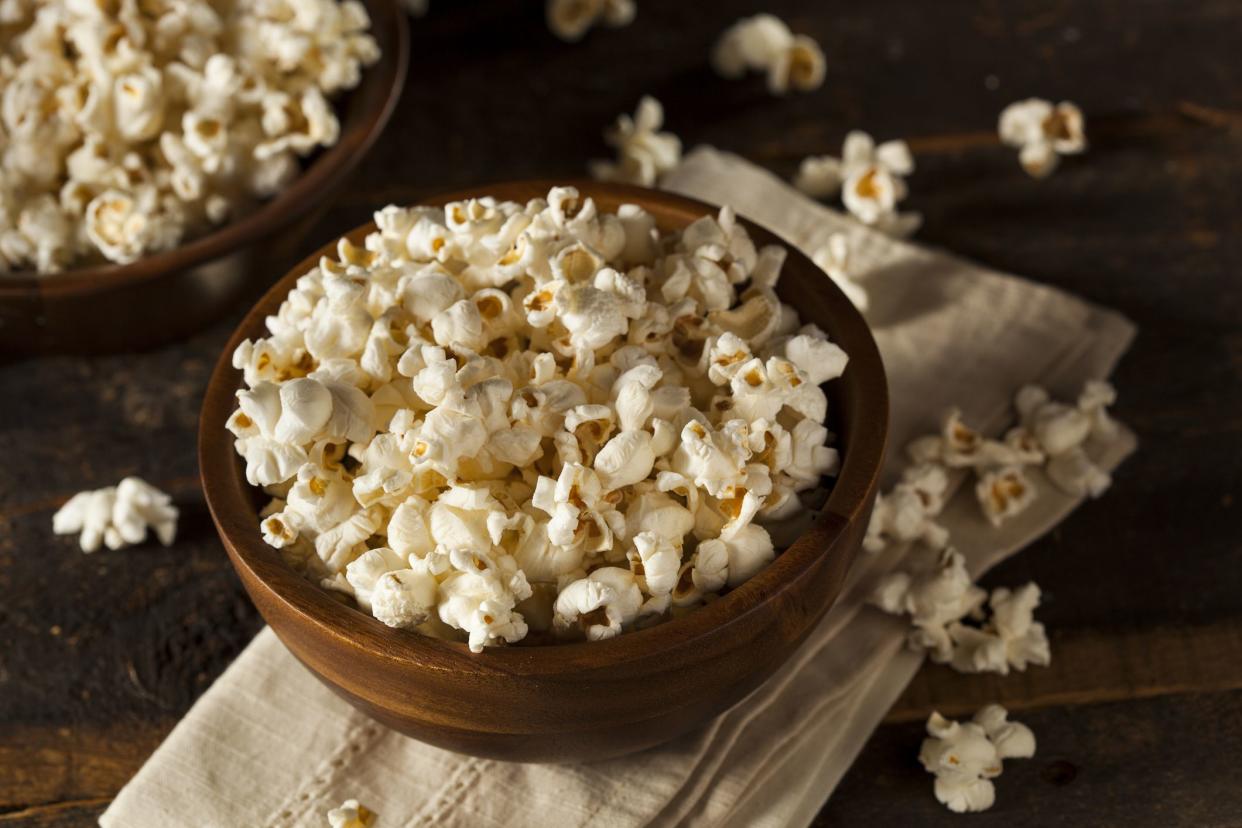 Healthy Buttered Popcorn with Salt in a Bowl